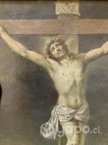 Antiguo cuadro óleo sobre cobre impecable estado