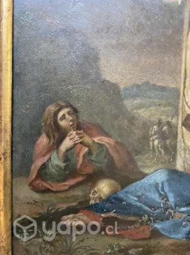 Antiguo cuadro óleo sobre cobre impecable estado