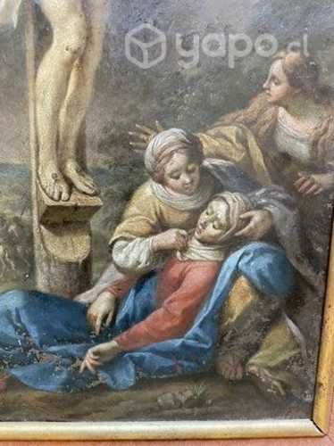 Antiguo cuadro óleo sobre cobre impecable estado