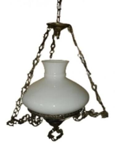 Antigua Lámpara Colgar Bronce Con Tulipa 25 Cms