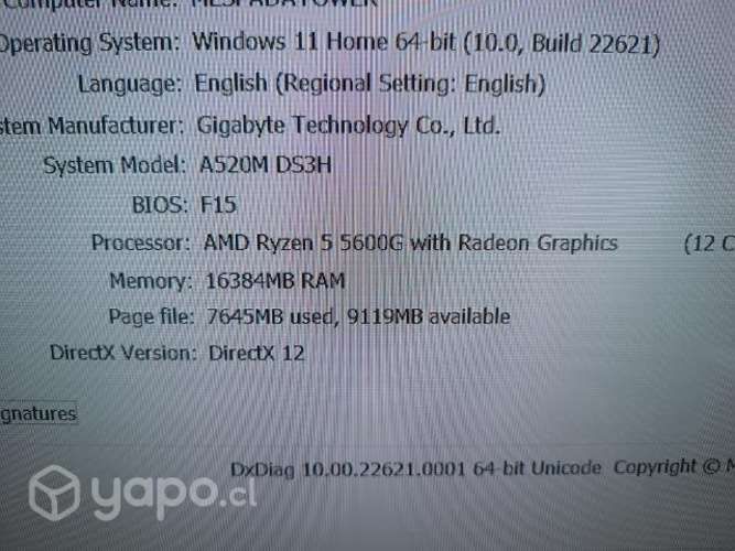 PC AMD 5600g 16GB Ram - Gamer de entrada