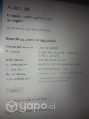 Notebook Intel Core i5/SSD128Gb/8G/W10/Impeke