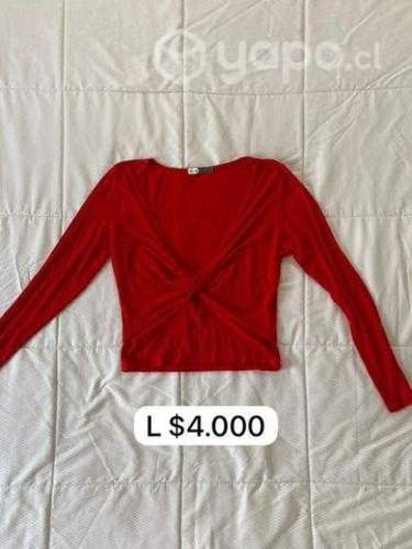 Top Rojo Manga Larga