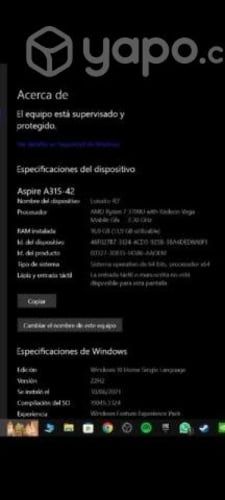 Notebook Acer Aspire a315 42, Ryzen 7, 256GB (SSD)