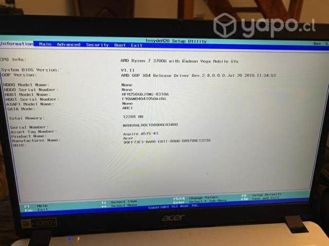 Notebook accer Aspire 5