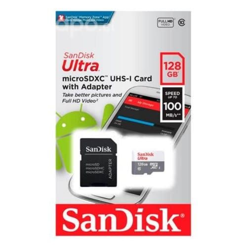 Tarjeta De Memoria MicroSD 128Gb Sandisk Adaptador