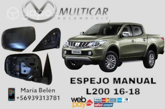 Espejo manual negro l200 16-19