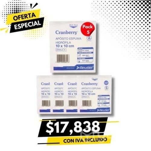 Aposito espuma hidrofila 10x10 - pack 5 unidades c