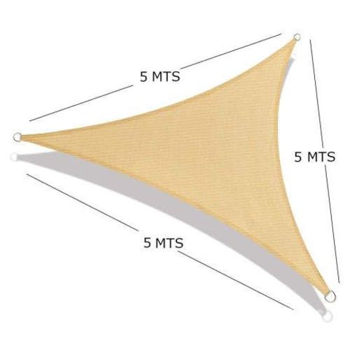 TOLDO RASCHEL TRIANGULAR 5x5x5 MT BEIGE / NUEVO
