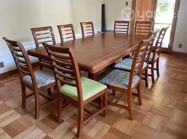 Juego de comedor de madera sólida para 10 pers.