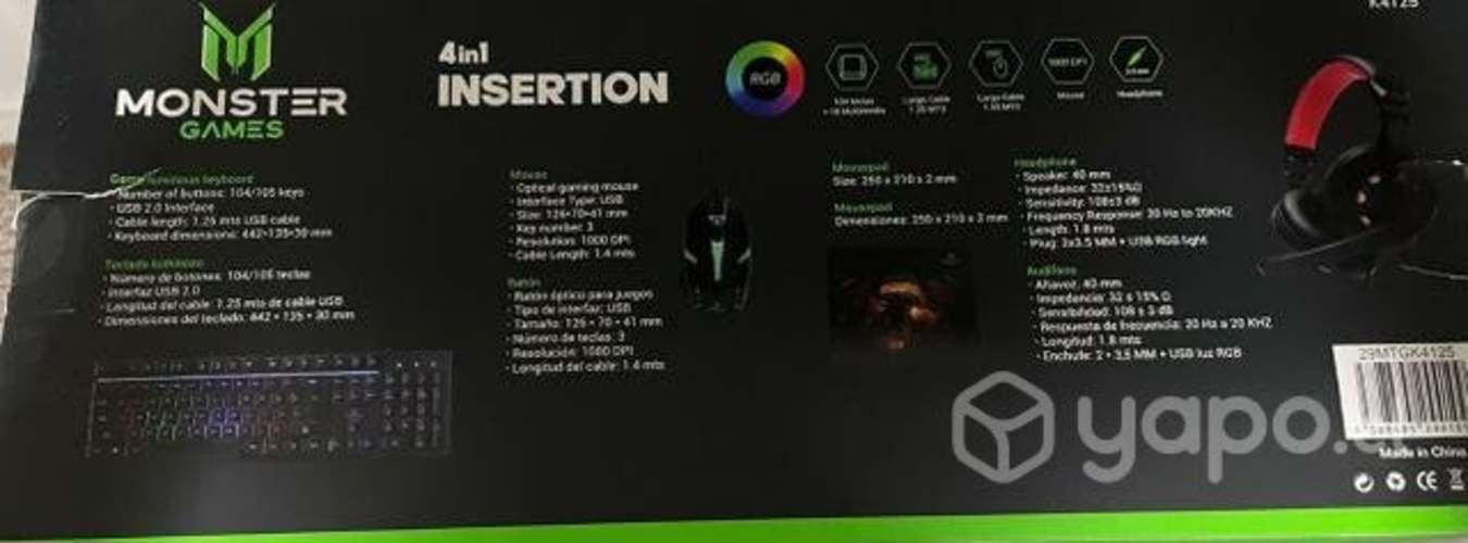 Pack gamer teclado, mouse, mousepad y audífonos