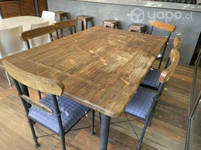 Comedor de pino Oregón tratado y fierro forjado