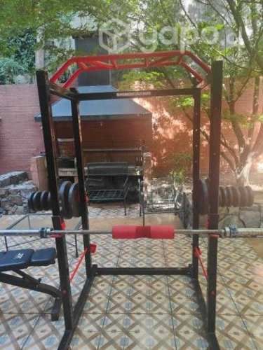 Jaula + Banca + Barra olimpica + Discos