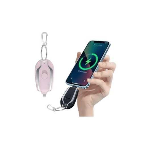 Llavero Portátil Cargador de iPhone Rosa y Negro