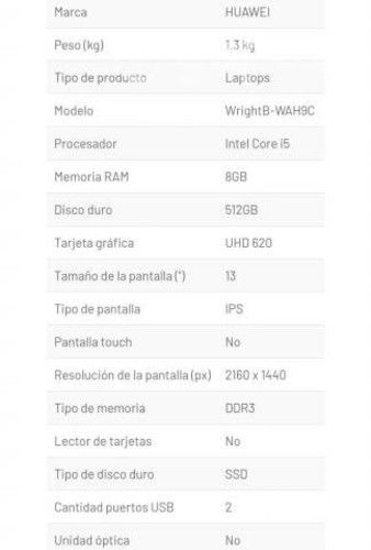 Laptops HUAWEI Matebook GB/8GB Ram