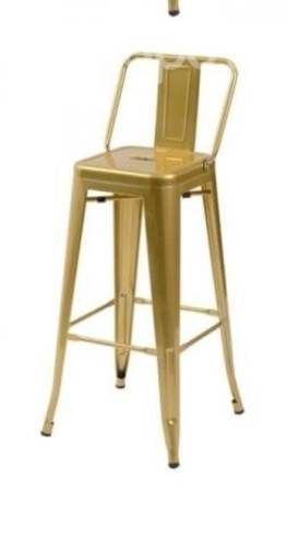 Piso bar tolix dorado con respaldo