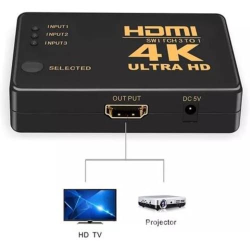 Switch hdmi 4k pasivo 3x1, control remoto