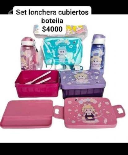 Lonchera cubiertos botella
