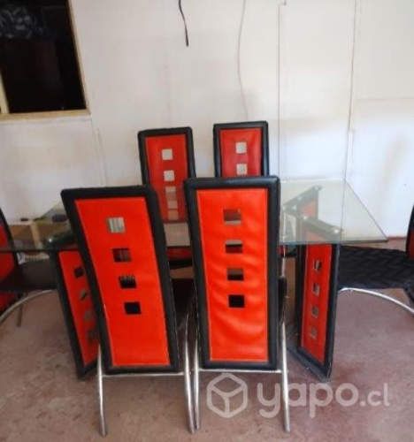 mesa de vidrio en perfecto estado + 6 sillas