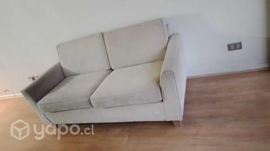 Sillón 2 cuerpos gris/rosado claro