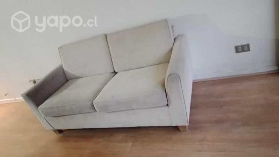 Sillón 2 cuerpos gris/rosado claro