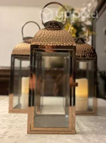 Farol acero martillado y vidrio