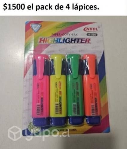 Pack 4 lapiz destacador