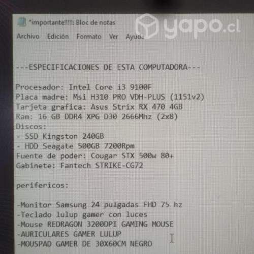 PC Gamer completa con silla y mesa