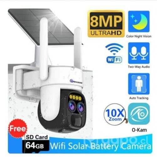 Cámara Solar Dual 4K de 8MP, WIFI, Zoom 10X