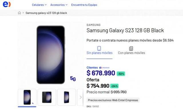 Samsung S23 Black 128 5G Nuevo