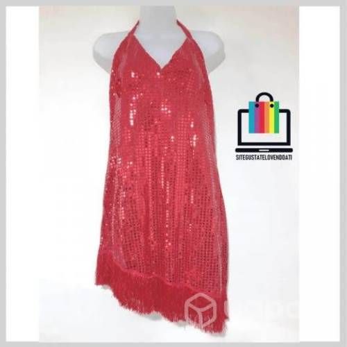 Vestido de Fiesta Rojo Lentejuelas Brillantes Calv