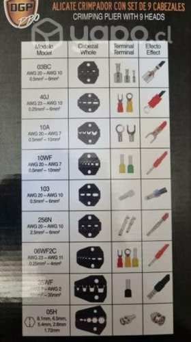Alicate Crimpador Con set de 9 Cabezales DGP PRO