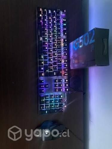 Teclado gaming hyper x alloy fps + logitech g 502
