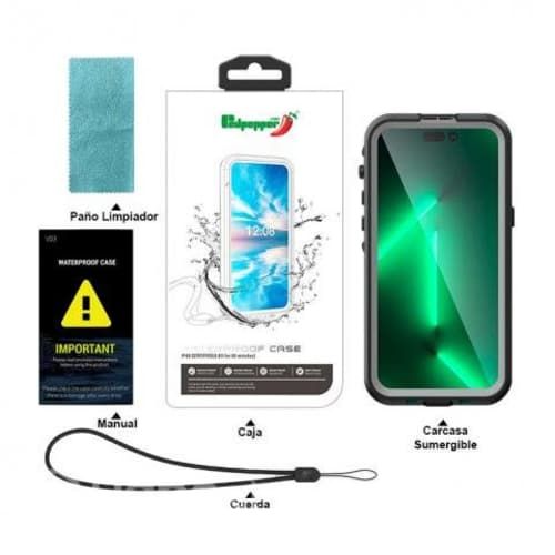 Carcasa Iphone 15 Sumergible Waterproof Black Gray