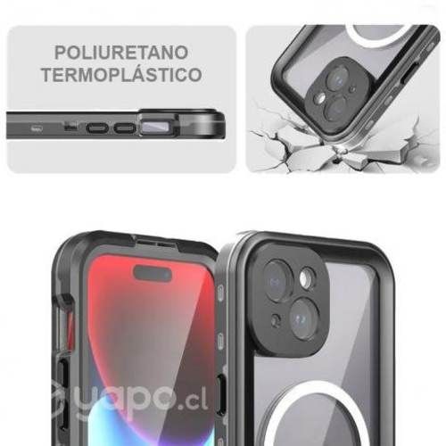 Carcasa Iphone 15 Sumergible Waterproof Black Gray