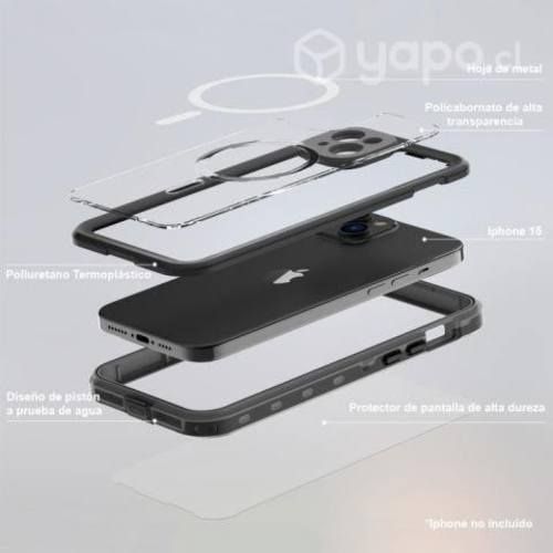 Carcasa Iphone 15 Sumergible Waterproof Black Gray