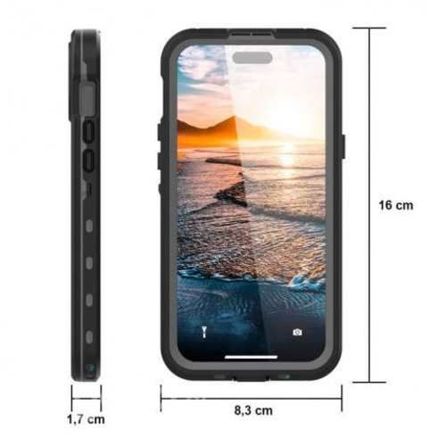 Carcasa Iphone 15 Sumergible Waterproof Black Gray