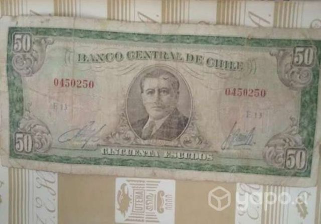 Billete de 50 escudos chilenos año 1962