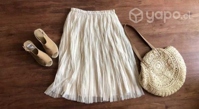 Falda acordeón blanca
