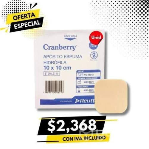 Aposito espuma hidrofila 10x10 - 1 unidad cranberr