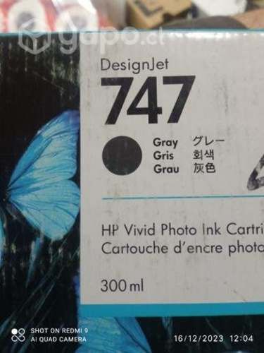 Tinta HP 747 gris original de 300ml