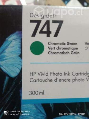 Tinta HP 747 chromatic green original de 300ml
