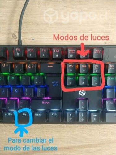 Teclado mecánico gamer marca HP, 104 teclas