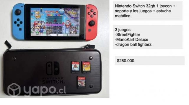 Nintendo Switch 32gb joycon+soporte y juegos