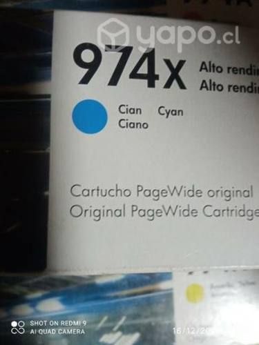 Tinta HP 974x cyan original de alta