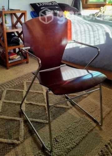 Silla Stua Cromada, Respaldo Y Asiento De Madera