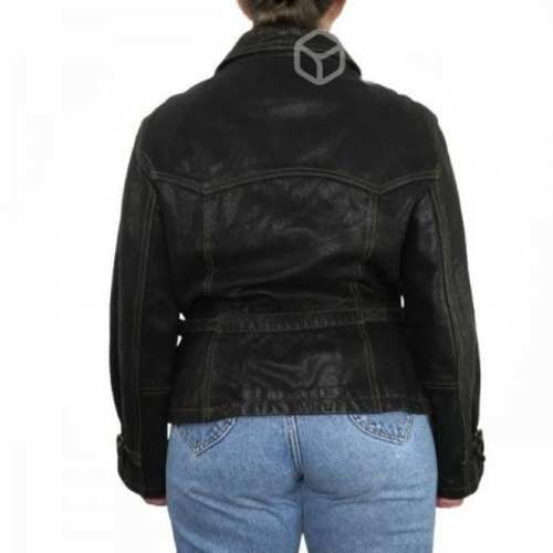 Chaqueta de cuero color café talla L mujer