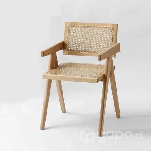 Silla o Sitial de madera y rattan Delhi natural