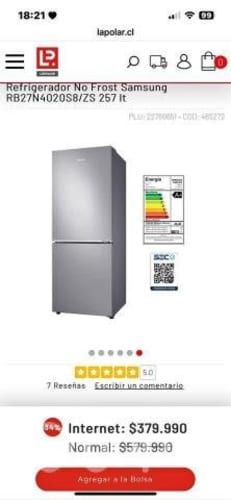 Samsung Refrigerador No Frost 257 Litros RB27N4020