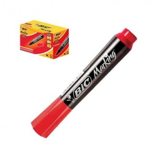 Marcador Permanente Bic Plumon Color Rojo Set 12 U